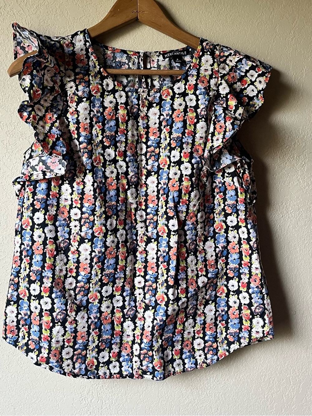JCrew Mercantile Floral Ruffle Sleeve Blouse